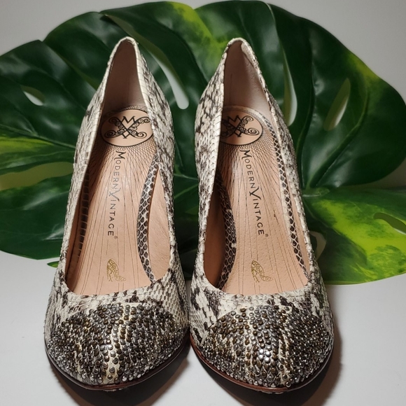 MODERN VINTAGE Python Snake RAPHIE Heel 7.5 - Picture 2 of 8
